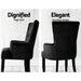 Side and Back Views of the Artiss French Provincial Dining Chair in Velvet Black in an Indoor Setting