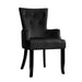 Diagonal View of the Artiss French Provincial Dining Chair in Velvet Black with a White Background