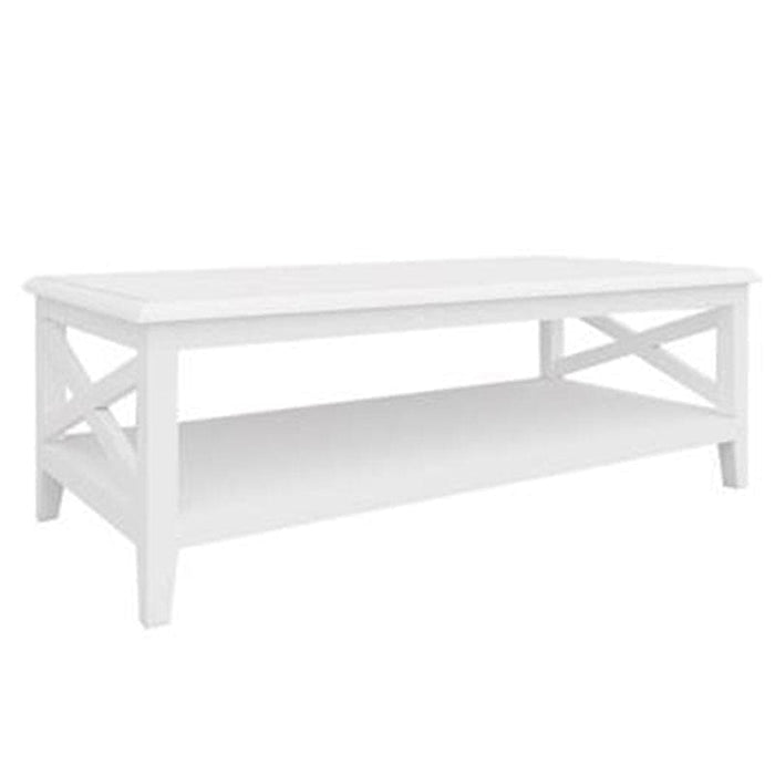 Daisy Coffee Table 120cm Rectangular Solid Acacia Wood Hampton Furniture - White