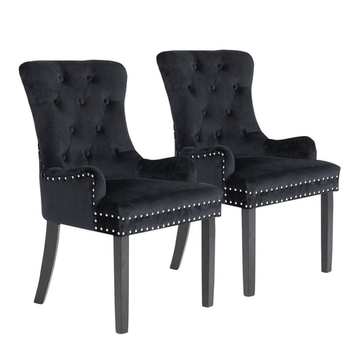 The La Bella Velvet Black French Provincial Dining Chair set with a white background