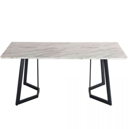 The Rectangular Marble-Effect Dining Table with a White Background