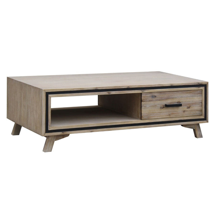 Solid Wood Acacia & Veneer Frame 2 Drawers Coffee Table