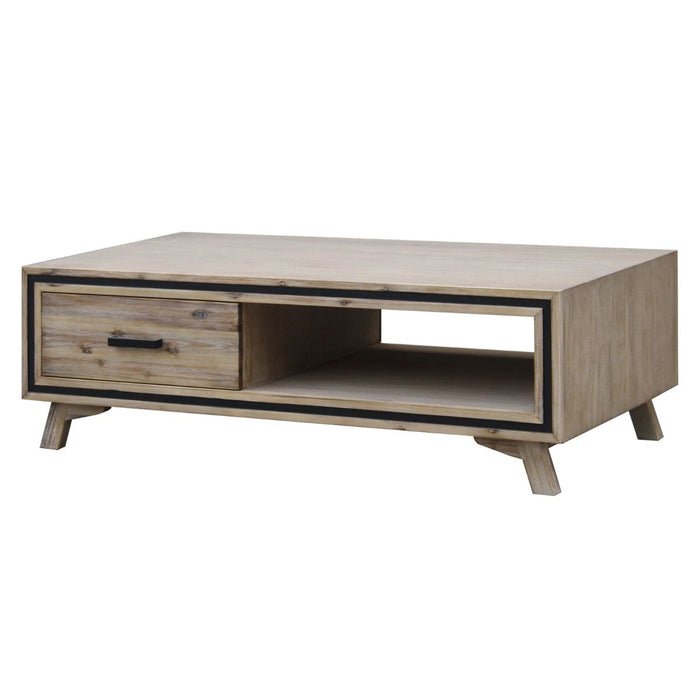 Solid Wood Acacia & Veneer Frame 2 Drawers Coffee Table