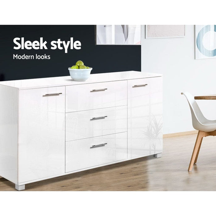 Artiss Buffet Sideboard High Gloss - ZARA White