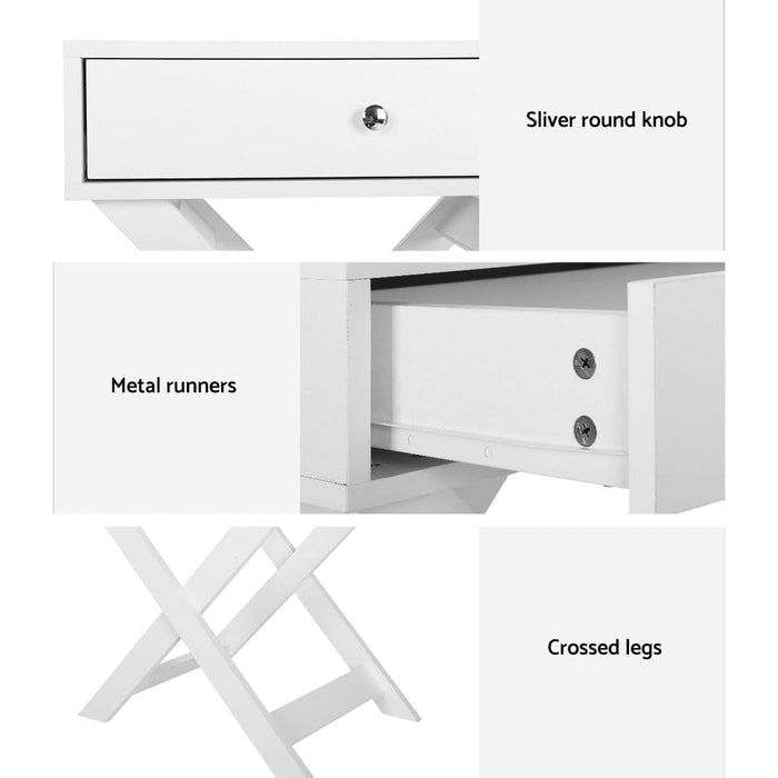 Artiss Bedside Table White QARA