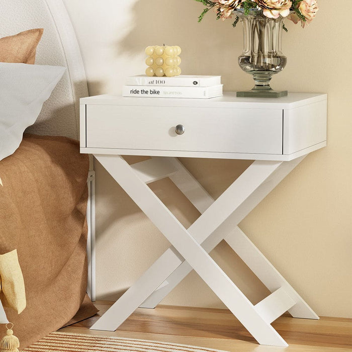 Artiss Bedside Table White QARA