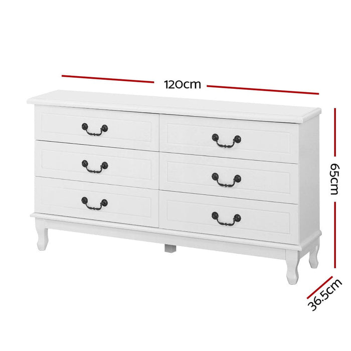 Artiss 6 Chest of Drawers - KUBI White