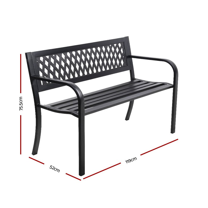 Gardeon Steel Modern Garden Bench - Black