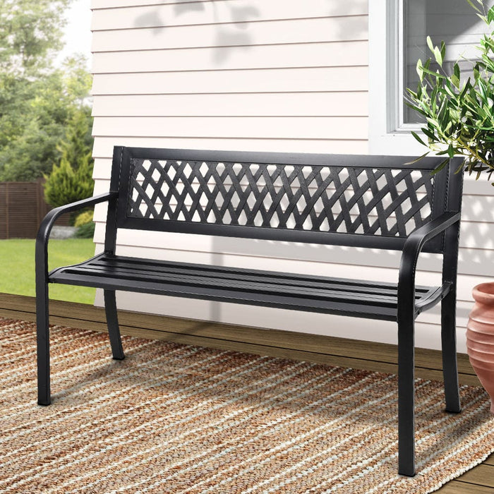 Gardeon Steel Modern Garden Bench - Black