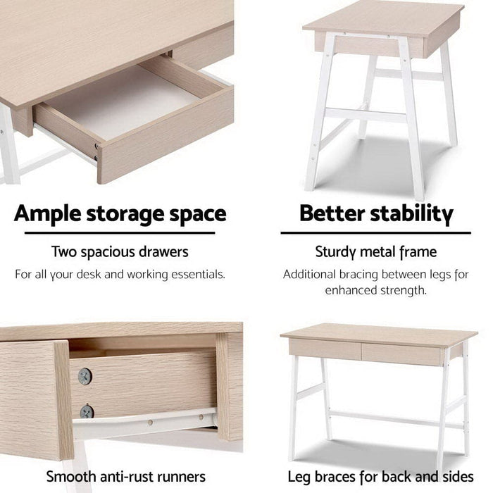 Artiss Oak Computer Desk Drawer Cabinet