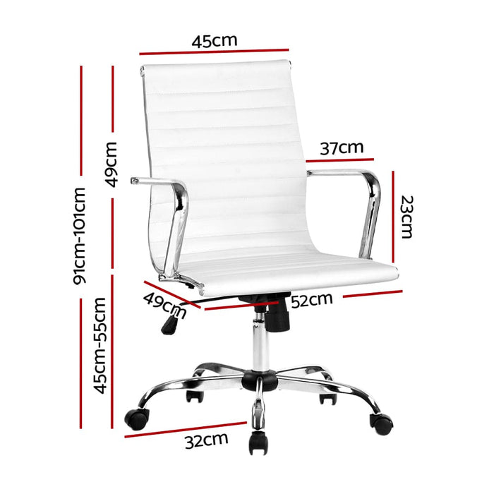 Artiss Mid Back White Office Chair