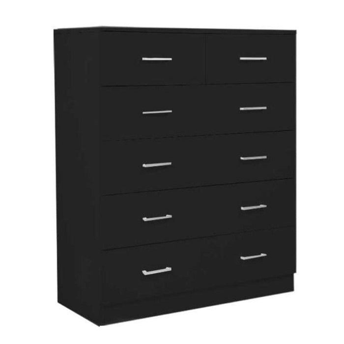 Sarantino Tallboy Dresser 6 Chest Of Drawers Black