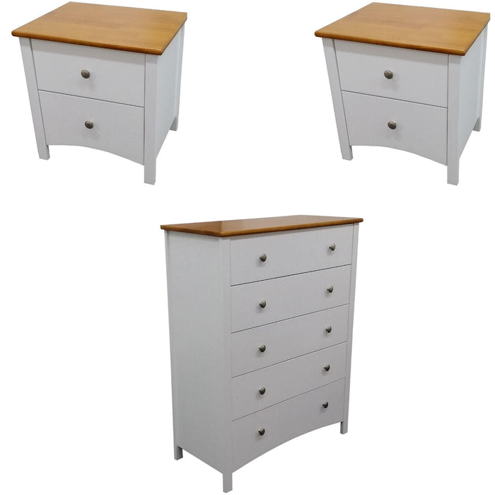 Lobelia Bedside Tallboy 3pc Bedroom Set