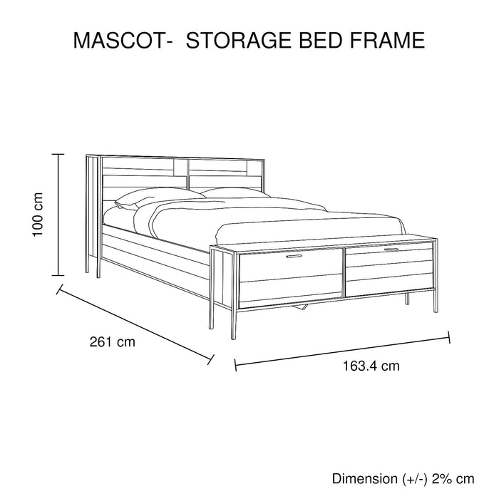 Queen Size Storage Bed Farme in Oak