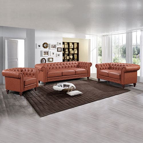 Chesterfireld  3+2+1 Seater Brown Sofa