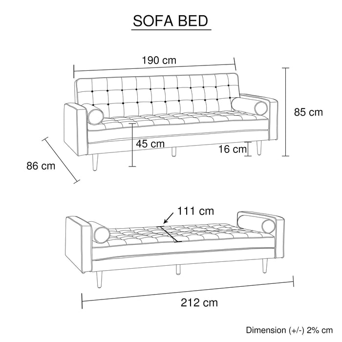 Sofa Bed 3 Seater Button Tufted Lounge Set