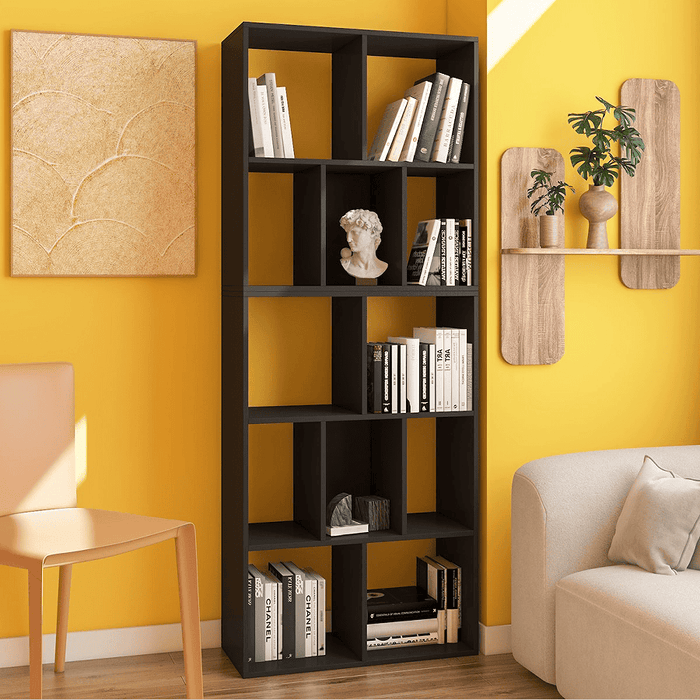 12 Cube Storage Organizer Wood Bookcase Black