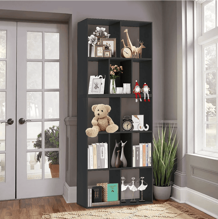 12 Cube Storage Organizer Wood Bookcase Black